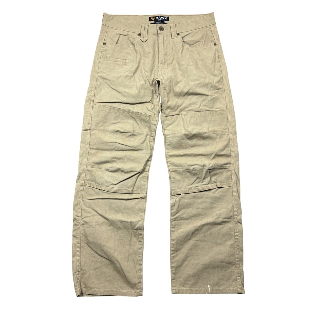 Hawx Work Utility Pants Men 33x32 (33x30) Tan Double Knee Relaxed Straight Leg